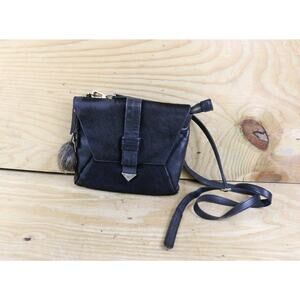 Velez Bag Black Leather Calf Hair Crossbody Shoulder Bag